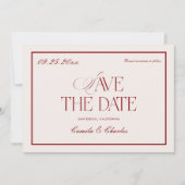 Victorian Burgundy Wedding Save the Date Photo Einladung (Vorderseite)