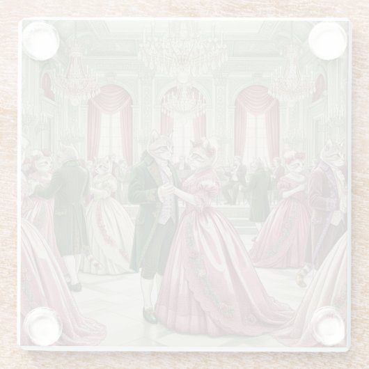 Victorian Cat Ball Glass Coaster Glasuntersetzer (Rückseite)