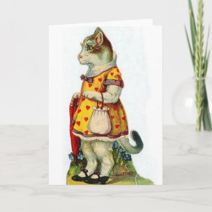 Victorian Cat Valentine's Day Card Feiertagskarte
