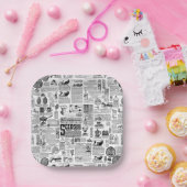 victorian catalog black white antique toile pappteller (Party)