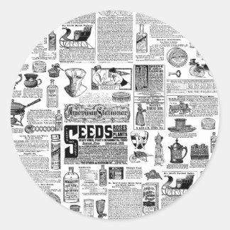 victorian catalog black white antique toile runder aufkleber