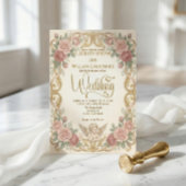 Victorian Cherub & Rococo Floral Frame Wedding Einladung