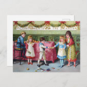 Victorian Children's Christmas Greeting Postkarte (Vorne/Hinten)