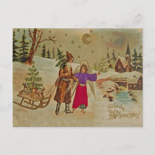 Victorian Christkind Angel Fröhliche Weihnachten! Postkarte (Vorderseite)