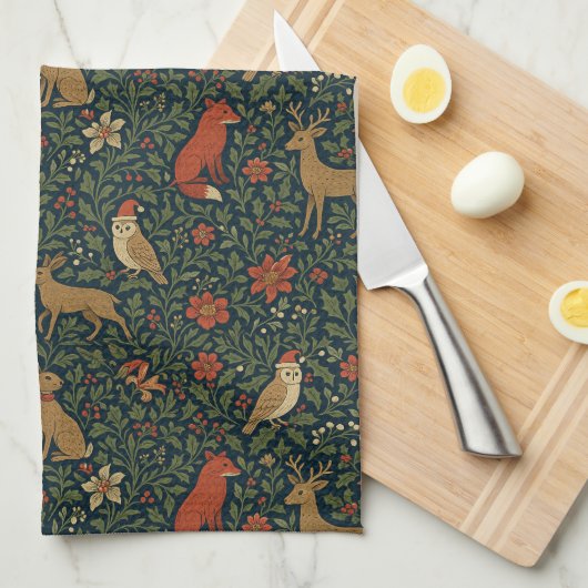 Victorian Christmas Animal & Botanical  Geschirrtuch (Viertel Falte)