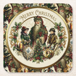 Victorian Christmas Elegance  Rechteckiger Pappuntersetzer