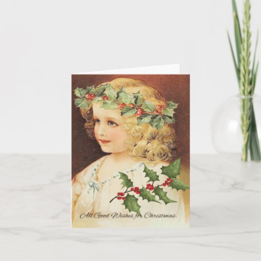 Victorian Christmas Girl Holiday Card Karte (Vorderseite)