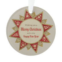 Victorian Christmas star Gold Red vintage CC0962