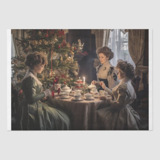Victorian Christmas Tea Party Seidenpapier (Vorderseite)