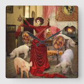 Victorian Circe Quadratische Wanduhr (Vorderseite)