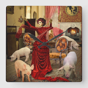 Victorian Circe Quadratische Wanduhr