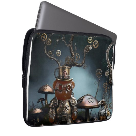 Victorian Clockwork Gummy Bear Mechanical Raven Laptopschutzhülle (Vorne Rechts)