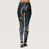 Victorian Clockwork Gummy Bear Mechanical Raven Leggings (Rückseite)