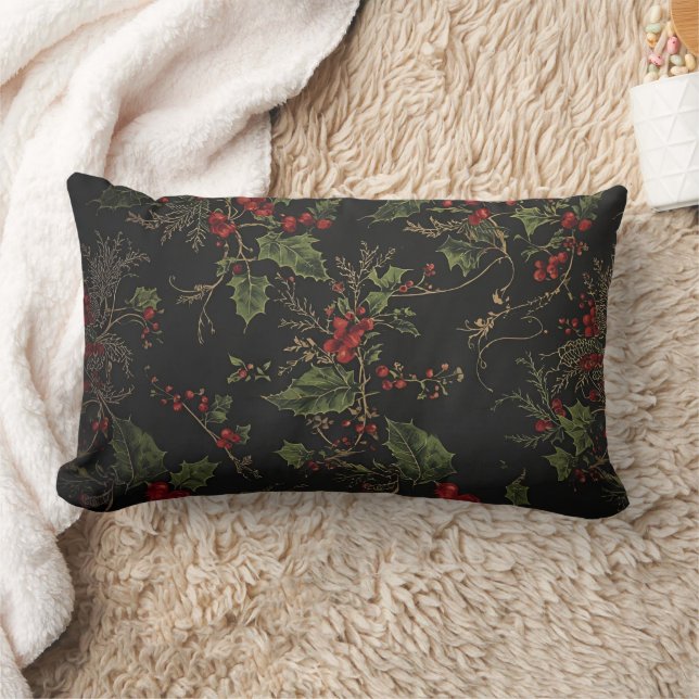 Victorian Crimson Berries Holiday Throw Pillow Lendenkissen (Decke)