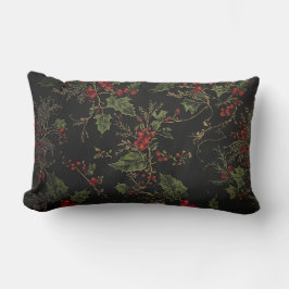 Victorian Crimson Berries Holiday Throw Pillow Lendenkissen