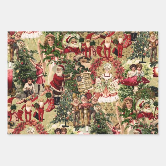 Victorian Crimson Christmas Geschenkpapier Set (Vorderseite 3)