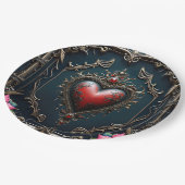 Victorian Crimson Gothic Herz Pappteller (Schrägansicht)