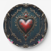 Victorian Crimson Gothic Herz Pappteller (Vorderseite)