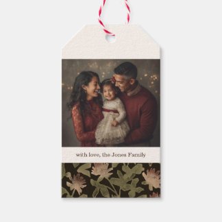 Victorian dark Floral Christmas Gift tag - 1 photo Geschenkanhänger