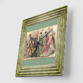 Victorian Dress With Pink Bow Quadratische Wanduhr (Winkel)