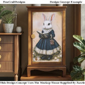 Victorian Dressed Rabbit With Book ER7L Decoupage Seidenpapier