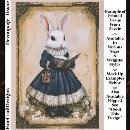 Victorian Dressed Rabbit With Book ER7R Decoupage Seidenpapier