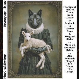 Victorian Dressed Wolf Holding Lamb ES7L Decoupage Seidenpapier