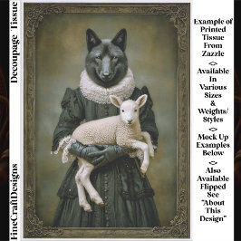 Victorian Dressed Wolf Holding Lamb ES7R Decoupage Seidenpapier