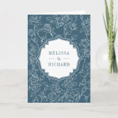 Victorian Dusty Blue Catholic QR Code Wedding Einladung (Vorderseite)