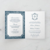 Victorian Dusty Blue Catholic QR Code Wedding Einladung (Innenseite)