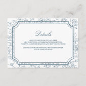Victorian Dusty Blue Line Art Wedding Details Begleitkarte (Vorderseite)