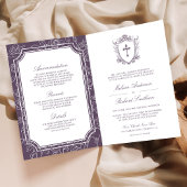 Victorian Dusty Purple Catholic QR Code Wedding Einladung