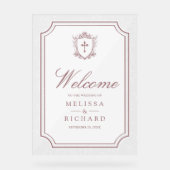 Victorian Dusty Rose Catholic Wedding Welcome Acrylschild (Vorderseite)