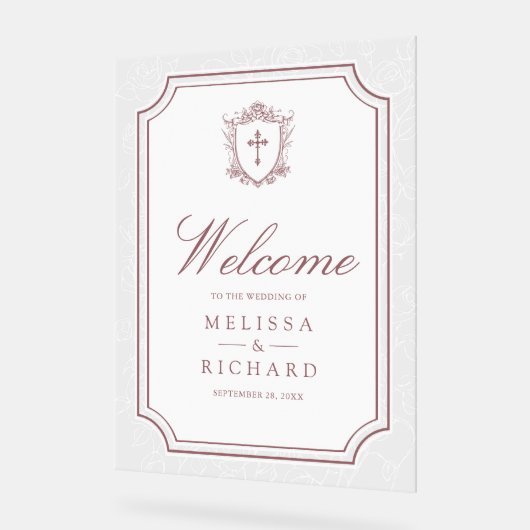 Victorian Dusty Rose Catholic Wedding Welcome Acrylschild (Winkel)