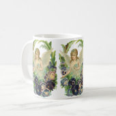 Victorian Easter Angel with Purple Pansy Flowers Kaffeetasse (Vorderseite Links)