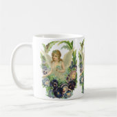 Victorian Easter Angel with Purple Pansy Flowers Kaffeetasse (Links)
