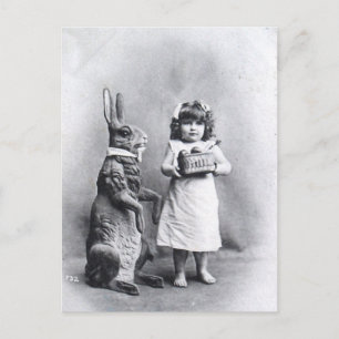 Victorian Easter Bunny with Girl Feiertagspostkarte