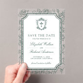Victorian Emerald Catholic Wedding Save the Date Acryleinladungen (Insitu (Handheld))