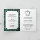 Victorian Emerald Green Catholic QR Code Wedding Einladung (Innenseite)