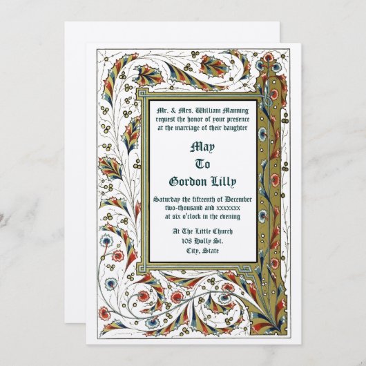 Victorian Era 1846 Medieval Style Wedding Einladung (Vorne/Hinten)