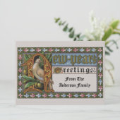 Victorian Era Dove On Olive Branch New Year Feiertagskarte (Stehend Vorderseite)