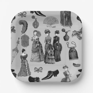 victorian era fashion women toile black white pappteller