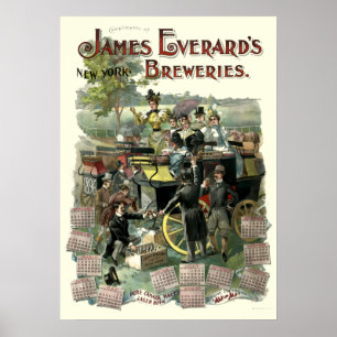 Victorian Era New York Brauerei 1896 Kalender Poster