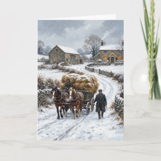Victorian Farm Weihnachten: Heuwagen Feiertagskarte