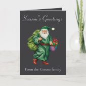 Victorian Father Christmas Wearing Green Robes Cut Karte (Vorderseite)