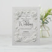 Victorian Faux Embossed Swan & Rose Wedding Einladung (Stehend Vorderseite)