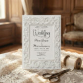 Victorian Filigree Frame Elegant White Wedding Einladung