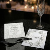 Victorian Filigree Frame Elegant White Wedding Einladung