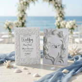 Victorian Filigree Frame Elegant White Wedding Einladung