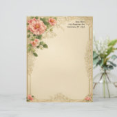Victorian Floral and Frame Stationery Paper Briefbogen (Stehend Vorderseite)